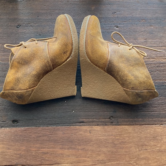 Enzo Anglioni Wedge High Heels Eaflory Rubber Booties Ankle Boots Camel Suede - Picture 8 of 10